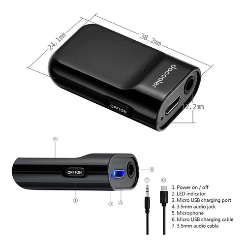 Receptor Adaptador Bluetooth Calidad Docooler Estereo