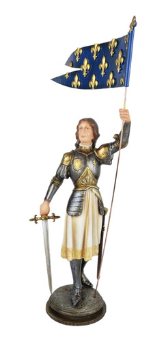 Imagem 4 de 10 de Imagem Escultura Santa Joana D'arc 35cm Policromada