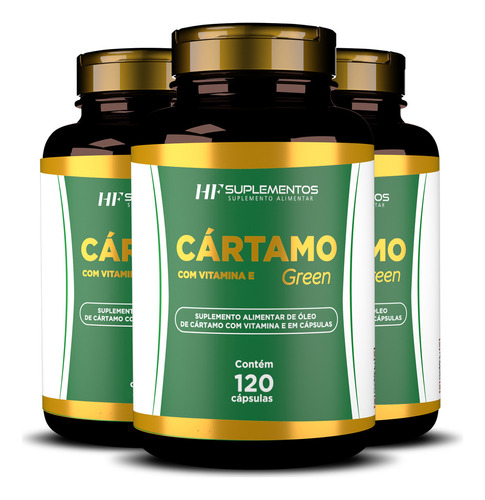 3x Óleo De Cártamo Com Vitamina E 120 Caps Hf Suplementos