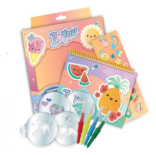 Set Infantil Para Pintar Soplando Con Libro Y Stencil