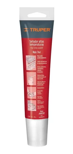 Silicona Alta Temperatura 85g Rojo, Vulcaniza a temperatura ambiente  resiste max 250 grados Centigrados, ALTER-R