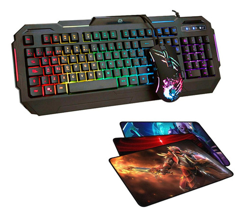 Kit Gamer 3 En 1 Tornado Ha-818c Rgb: Teclado, Mouse Y Pad