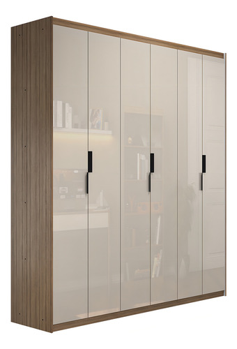 Guarda-roupa 200x180cm De Casal 6 Portas E 2 Gavetas Roupeiro - Espaço Amplo, Design Moderno E Elegância Em Madeirado E Off White
