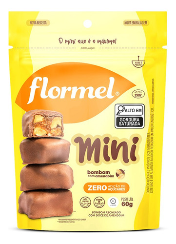 Mini Bombom Ao Leite Com Amendoim Flormel Zero Açúcar 60g
