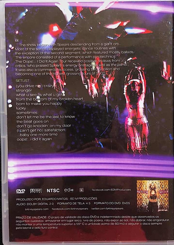 Dvd Britney Spears Oops!...i Did It Again World Tour