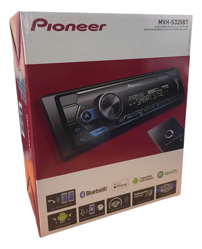 Autoestéreo Para Auto Pioneer Mvh S325 Con Usb Y Bluetooth