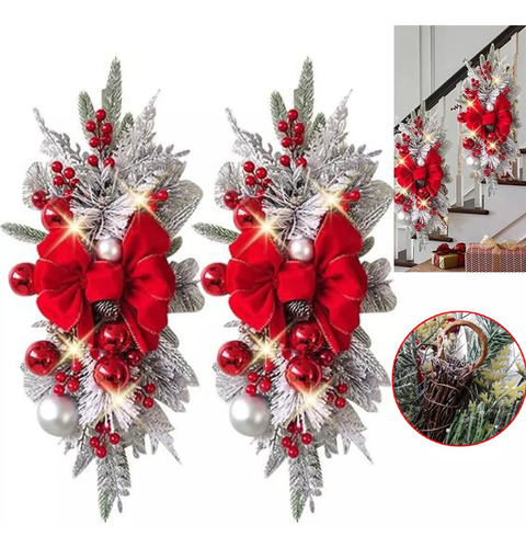 Corona Navideña Roja 45x20cm Generic Decoración