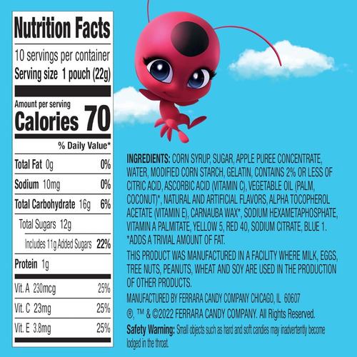 Gomitas De Fruta Funables Ladybug (10 Piezas) Americano