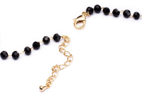 Collar Gargantilla Para Mujer Con Piedra Negra Chapa De 18k Color Negro