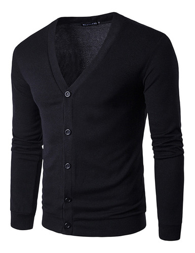 Hombre Juvenil Manga Larga Slim Fit Suéter Color Sólido V- 5