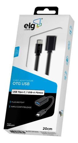 Adaptador ELG Usb Tipo-c Para Usb-a Fêmea 3.0, Usbadp1