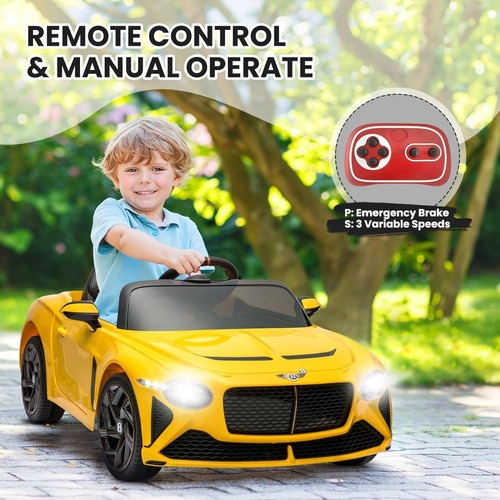 Vehículo P/niños Estilo Bentley Bacalar; 12 V; Amarilo