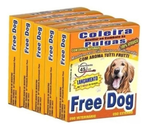 5 Coleira Anti Pulgas Para Cão - Free Dog 100% Natural