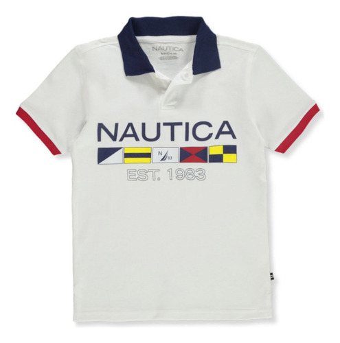 Polo Nautica Hombre Modelo Flags Blanco Talla S Nuevo