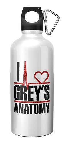 Garrafa Squeeze I Love Greys Anatomy 600ml Branco