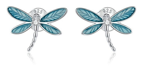 Imagen 1 de 4 de Aros Libélula Plata Fina 925 Joya Mujer Regalo Bichito