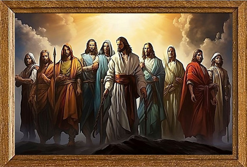 Cuadro De Arte Digital Jesús Y Los Apóstoles 70x50cm Única
