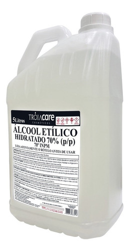 Imagem 2 de 3 de Álcool 70% Líquido Galão 5 Litros Etílico Hidratado Inpm.