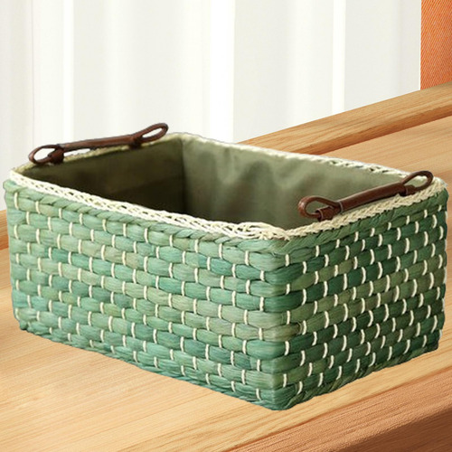 Organizador De Mesa Rectangular Con Asa Y Cesta Tejida Medio