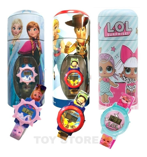 Reloj Niños + Alcancía Lol-frozen-toy Story 4 Licencia Orig.