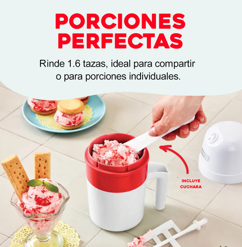 Máquina para helado personal con cuchara Dash color blanco y rojo 127V