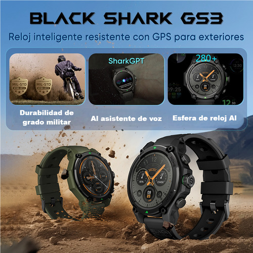 Smartwatch Reloj Inteligente Xiaomi Black Shark Gs3 1.43'' Amoled Compatible con Android y iOS GPS llamada bluetooth(ENC) 50m resistente al agua Negro