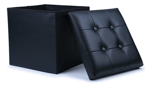 Almacenamiento Plegable Pie Cubo Otomana Negro Asiento ...