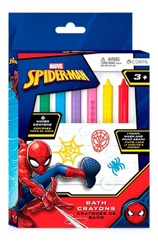 Crayones Spiderman Para La Ducha Baño X 6 Multiscope Spm300