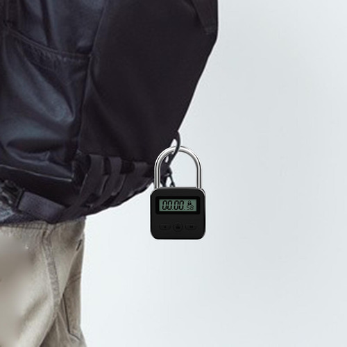Candado Con Temporizador Recargable Usb 99 Horas Max Negro