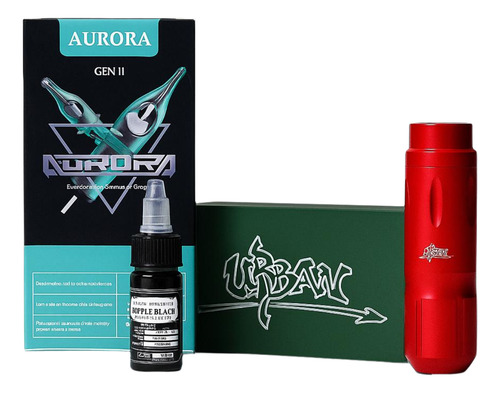 Kit Tatuaje Profesional Urban Completo Cartucho Aurora Tinta Rojo