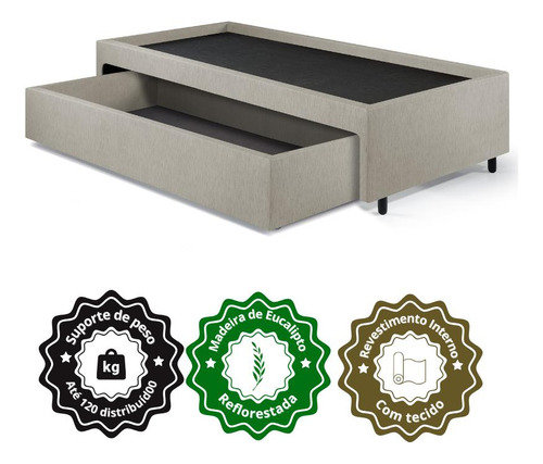 Box Com Gaveta 120 126x208x38 Cm Courino Linho Areia