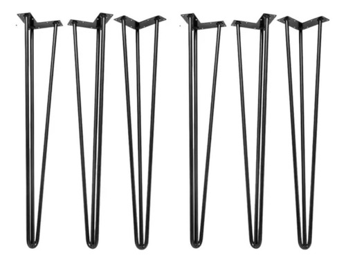 6 Pé Hairpin Leg Triplo Industrial Mesa Preto 75cm Reforçado