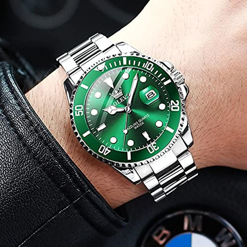 Reloj De Acero Inoxidable Para Hombre, Relojes Con Calendari