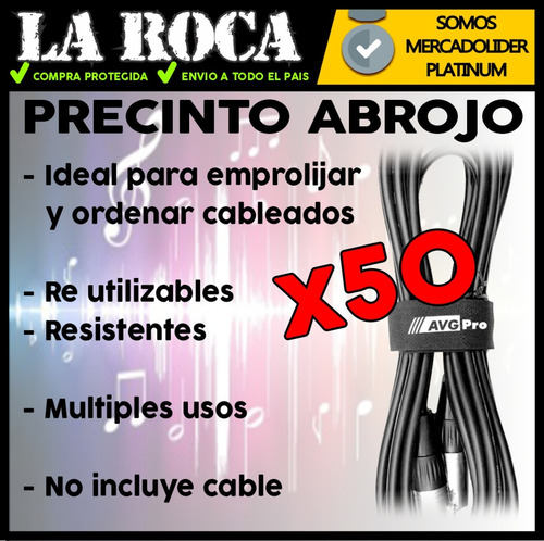 Imagen 4 de 10 de Combo X50 Precintos Sujeta Cable Abrojo Reutilizables