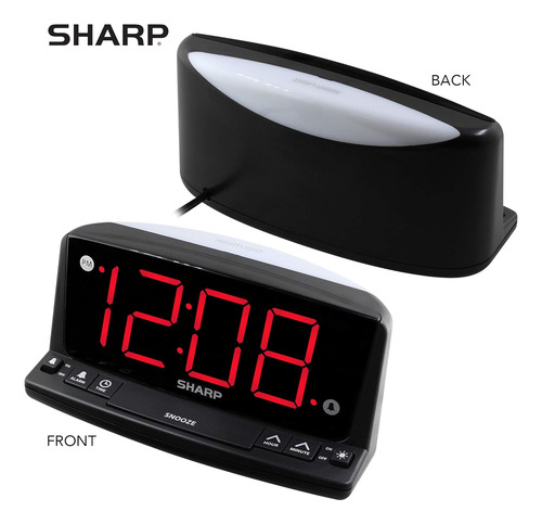 Reloj Despertador Led Sharp - Números Grandes, Luz Nocturna
