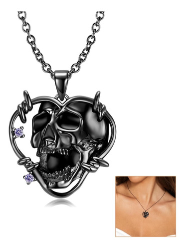 S925 Colgante De Calavera Collar De Halloween Accesorios