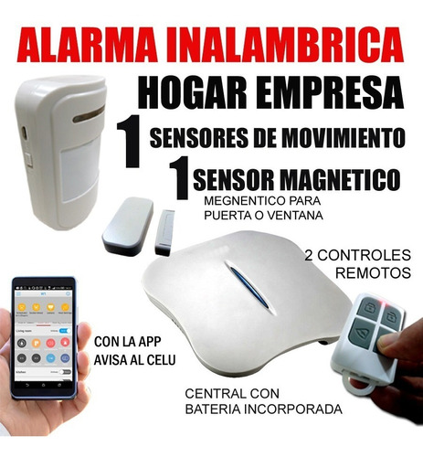 Alarma Wifi Inalambrica Completa Hogar 1 Sensor Mov 1 Magnet