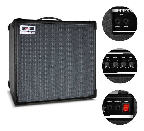 Amplificador 15 Para Baixo Borne Go Bass Gb500 Preto Bivolt 110V/220V