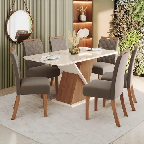 Sala De Jantar Mesa 160 Com Canto Arredondado Com Vidro 6