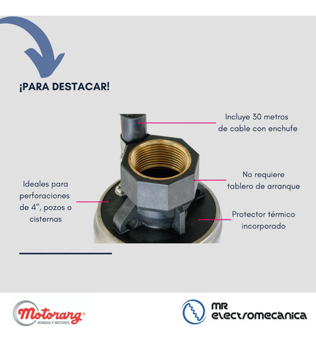 Imagen 3 de 10 de Bomba 4pack Pozo Sumergible Motorarg 120m