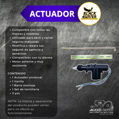 Kit Alarma Automóvil Black Hunter + 3 Actuador + 2 Relevador