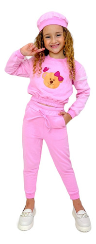 Moletom Infantil Mini Diva Blogueirinha Com Boina Conjunto