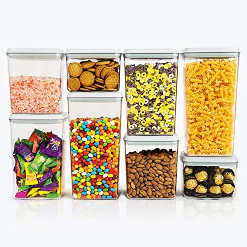 Tourdeus Pop Container 8-Piece Airtight Food Storage with Lids, BPA-Free Leakproof Stackable - Ideal for Flour Cereal Snacks & Pantry Organization 