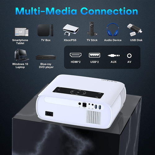 Proyector Groview 15000lux, 1080p, Wifi, Bluetooth 5.0, 4k