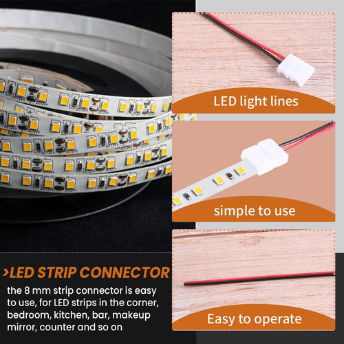 Para 24 Conectores De Tira De Luz Led De 8 Mm Y 2 Pines