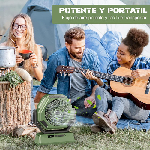Ventilador Portátil Recargable 6000mah 3 Velocidades Luz Usb