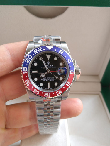 Reloj Rolex Rolex Gmt Master 2 Pepsi Plateado Azul Y Rojo Negro (Usado)