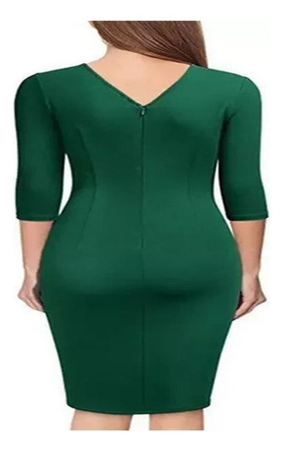 Vestido Informal Formal Ajustado Con Cuello En V Y Mangas