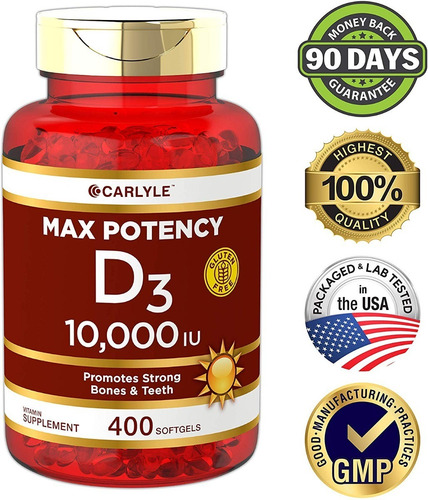 Vitamina D3 Softgels Natural 10,000iu 400 Tabletas Eg D9