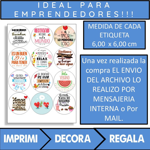 Imagen 2 de 4 de Kit Imprimible 04 Frases Bonitas A Color Tag Etiqueta Stiker